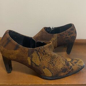 Impo Brown Snakeskin Heeled Booties